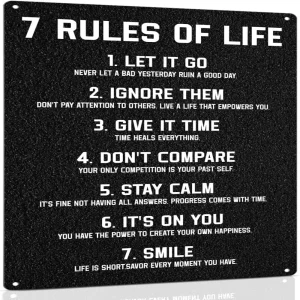Inspirational Metal Sign - 7 Rules of Life
