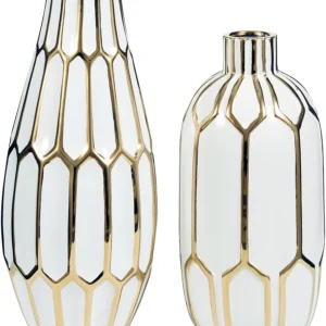 Honeycomb Ceramic 2 Piece Bottle Neck Vase Set