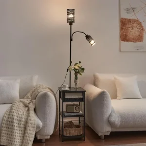 Side Table with attached Lamp