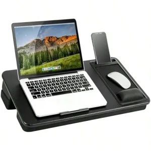 Adjustable Lap Desk with Gel Wrist Rest Mouse Pad Phone Holder