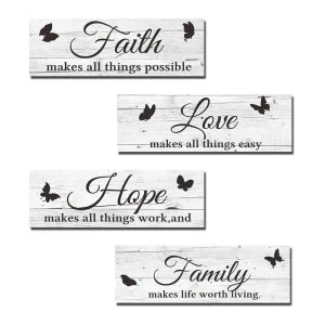Farmhouse Wooden Sign Family Love Faith Hope